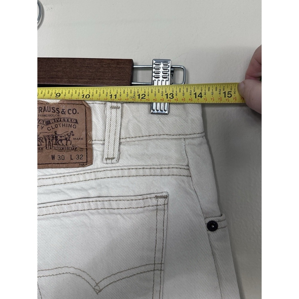 Vintage '92 Levi's 550 Jeans 30x32 (28x31) Cream 90s Made in USA Orange Tab - Picture 12 of 16